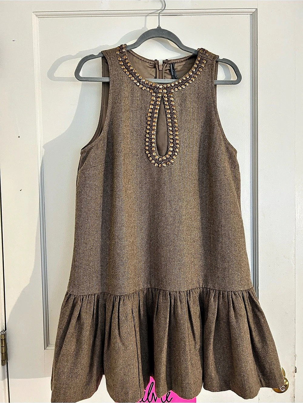 NWT Anthropologie Tweed Mini Dress in Brown Size Large NWT
